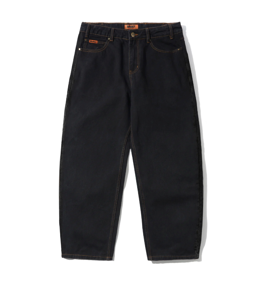 Baggy Denim Jeans - Washed Black