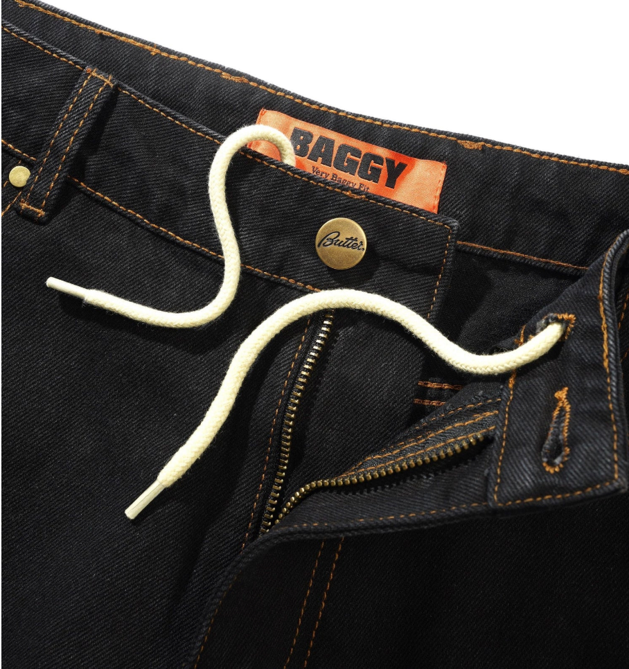 Baggy Denim Jeans - Washed Black