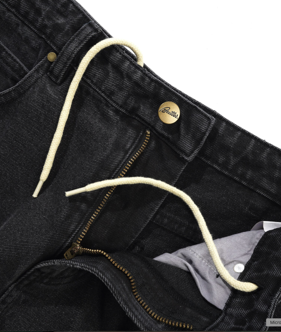 Baggy Denim Jeans - Distressed Black