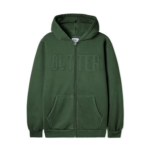 Butter Goods - Fabric Applique Zip-Thru Hood - Washed Army