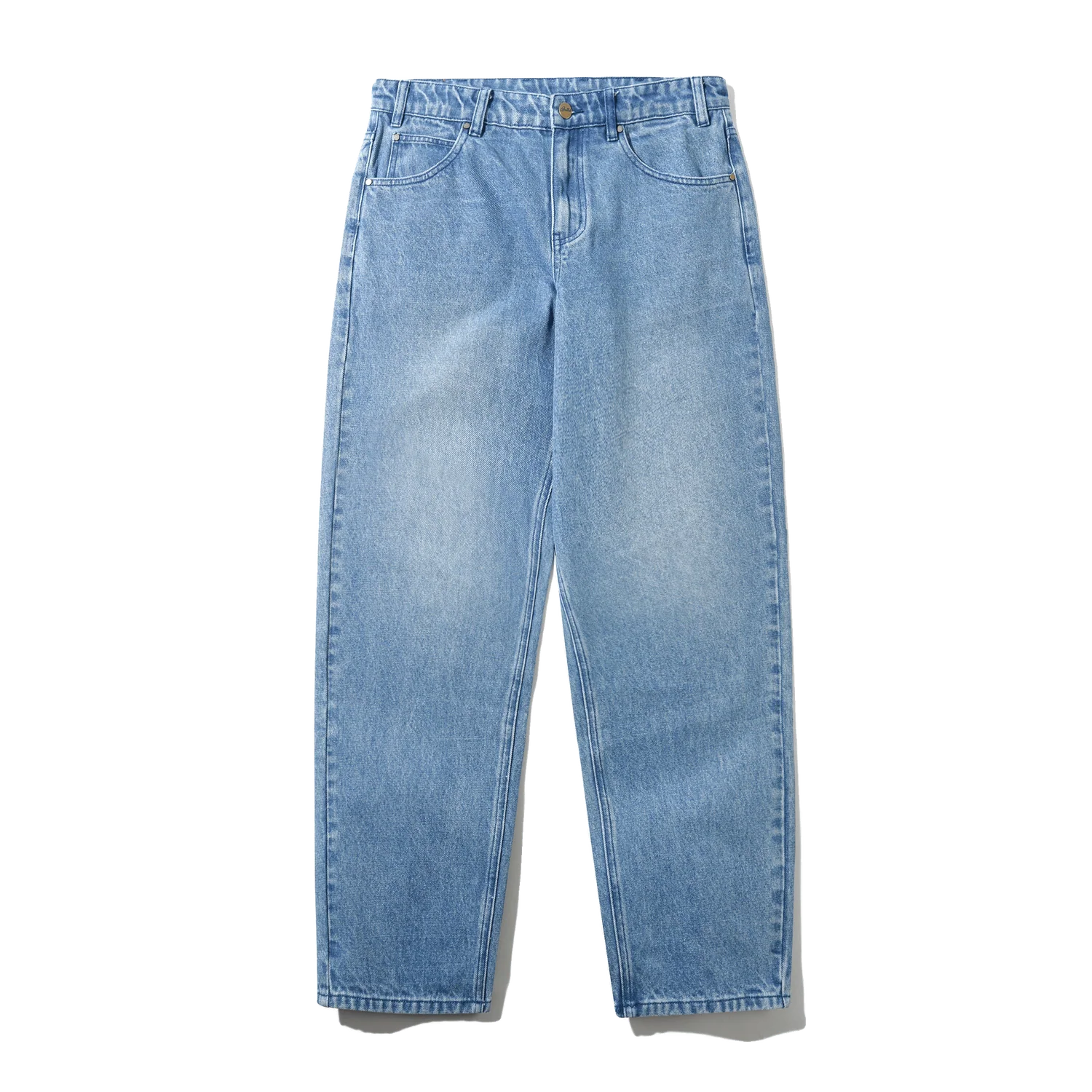 Straight Leg Denim Jeans - Distressed Indigo Clair