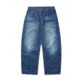 Wide Cut Denim Jeans - Dark Blue Slub