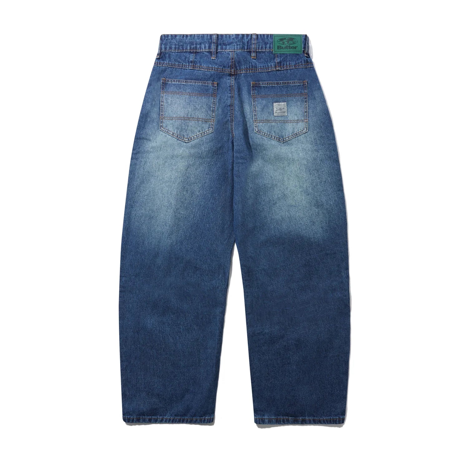 Wide Cut Denim Jeans - Dark Blue Slub