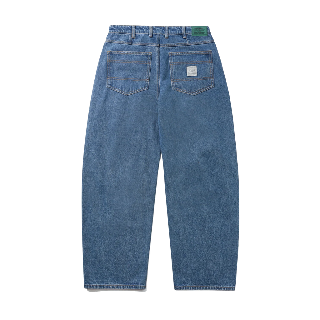 Wide Cut Denim Jeans - Mid Blue